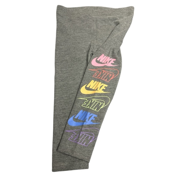 Nike Gray and Pink Leggings with Multicolor Swoosh 24 months - Picture 2 of 10